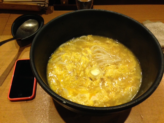 Udon with sweet corn and egg