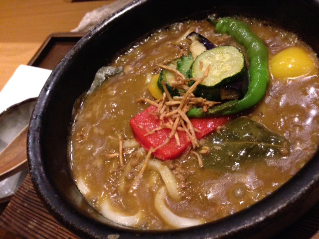 Keema curry with summer vegetable Udon